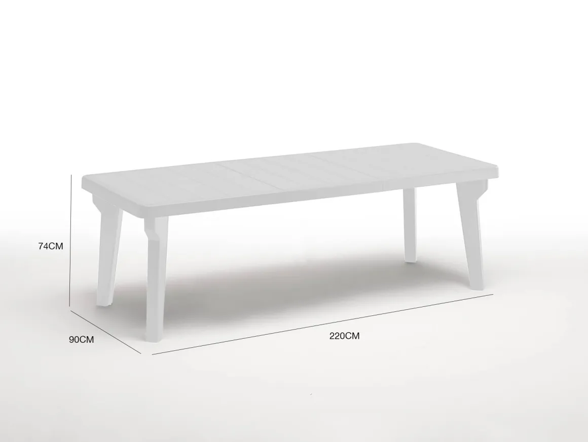 Tavoli Da Esterno > Dmora Tavolo da giardino allungabile 8-10 posti 160/230x98cm - Lahat Bianco