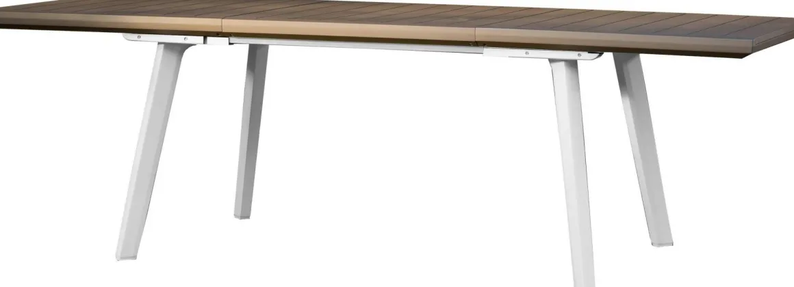 Tavolo da giardino allungabile 8-10 posti 162/241x100cm bianco e tortora - Quispamsis