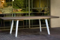 Tavolo da giardino allungabile 8-10 posti 162/241x100cm bianco e tortora - Quispamsis