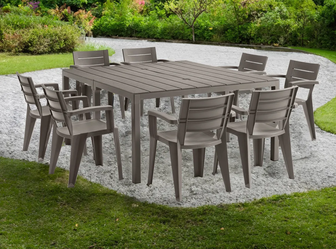 Tavolo da giardino allungabile 8-12 posti 146/292x86cm tortora - Campana