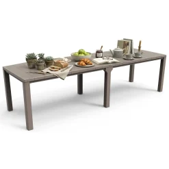 Tavolo da giardino allungabile 8-12 posti 147/294x90cm tortora - Brossard