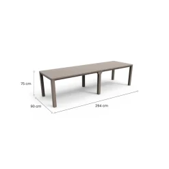 Tavolo da giardino allungabile 8-12 posti 147/294x90cm tortora - Brossard