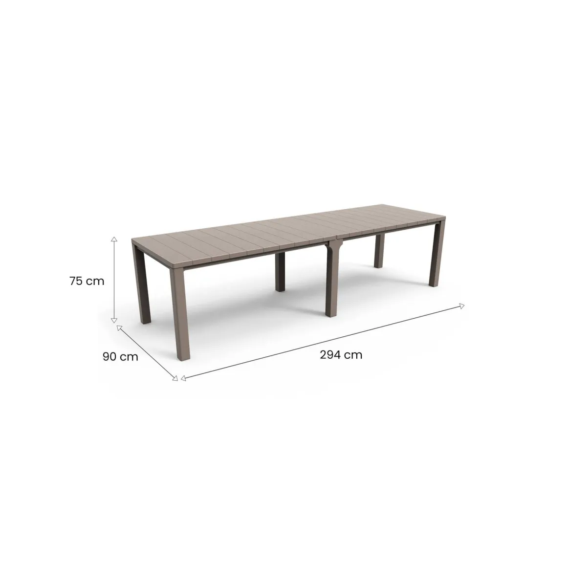 Tavolo da giardino allungabile 8-12 posti 147/294x90cm tortora - Brossard