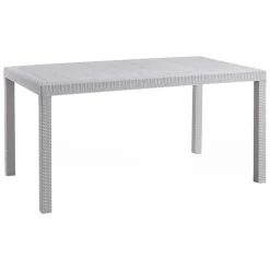 Tavoli Da Esterno|Outdoor > Dmora Tavolo da giardino effetto rattan 10 posti 150x90cm - Adila Bianco