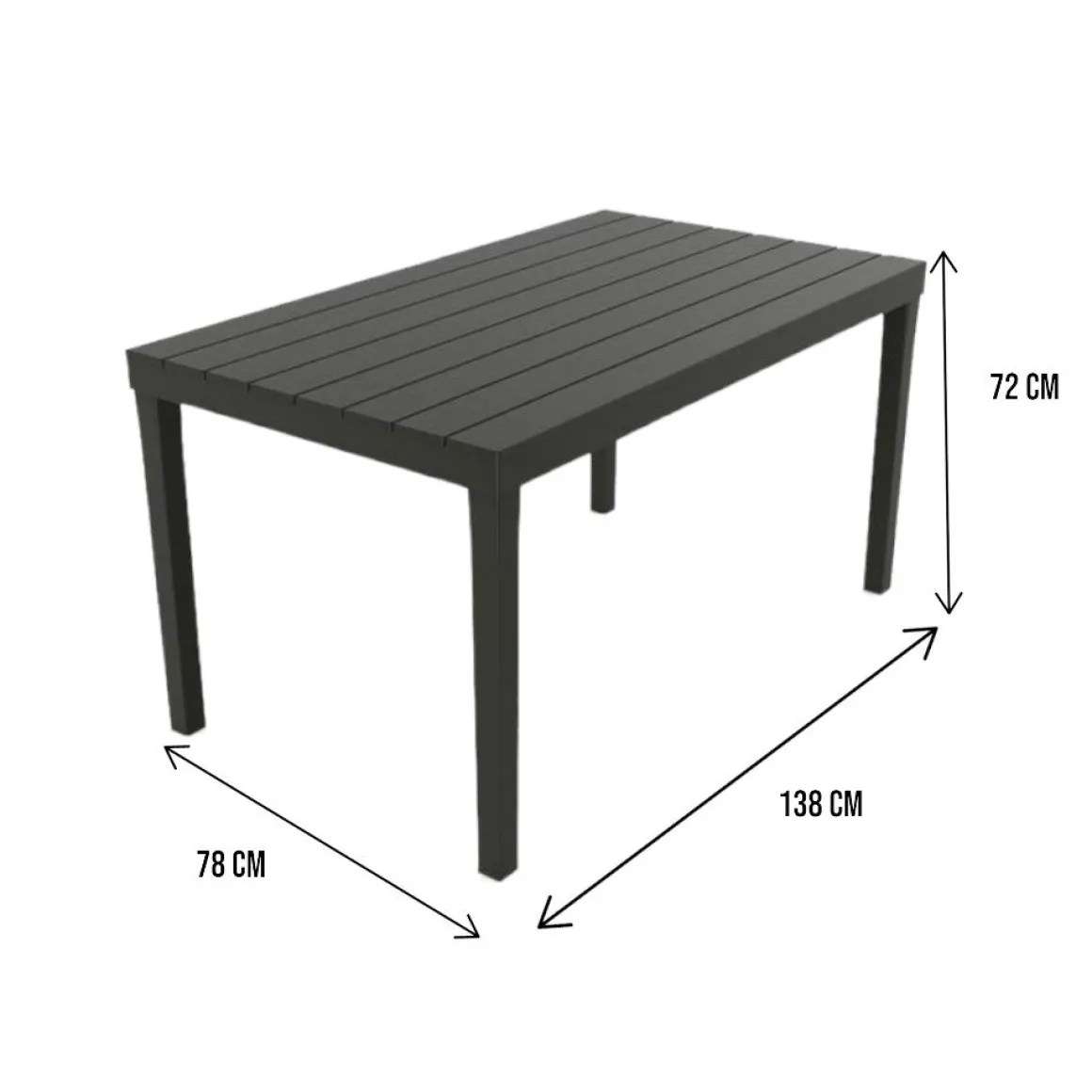 Tavolo da giardino 10 posti 80x138cm antracite - Asar