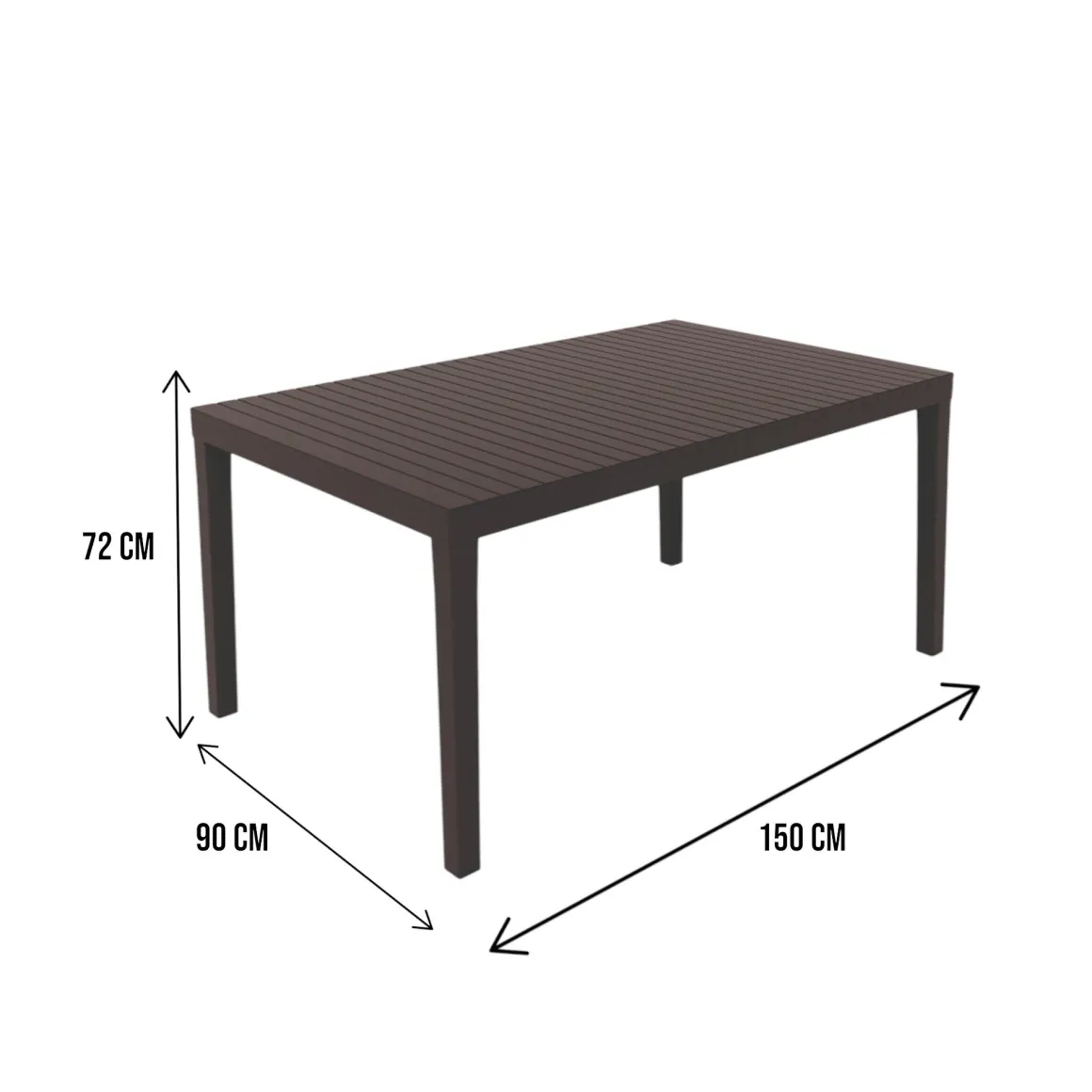 Tavolo da giardino 6 posti 150x90cm antracite - Askia