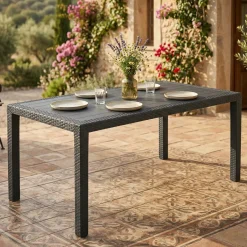 Tavoli Da Esterno|Outdoor > Dmora Tavolo da giardino 8 posti 138x78cm antracite - Arca Nero Antracite