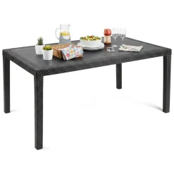 Tavoli Da Esterno|Outdoor > Dmora Tavolo da giardino 8 posti 138x78cm antracite - Arca Nero Antracite