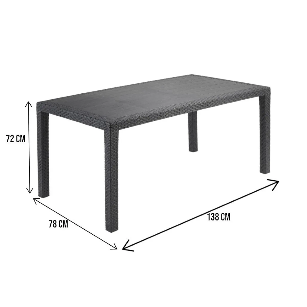Tavoli Da Esterno|Outdoor > Dmora Tavolo da giardino 8 posti 138x78cm antracite - Arca Nero Antracite