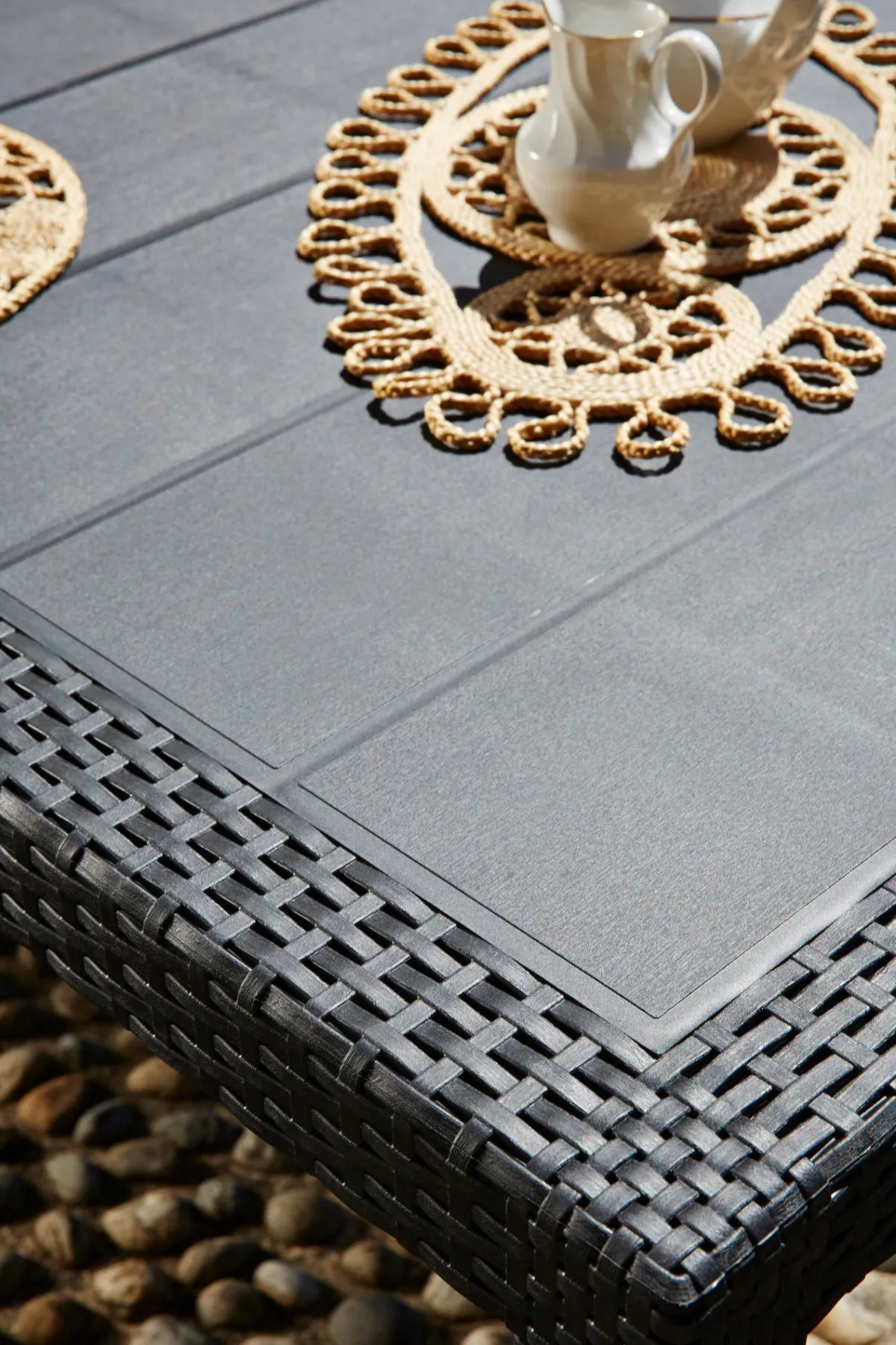 Tavoli Da Esterno|Outdoor > Dmora Tavolo da giardino 8 posti 138x78cm antracite - Arca Nero Antracite