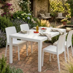 Tavolo da giardino 10 posti 150x90cm bianco - Ariana