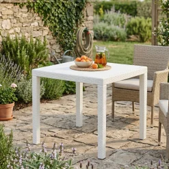 Tavoli Da Esterno|Outdoor > Dmora Tavolo da giardino 4 posti 79x79cm - Angelico Bianco