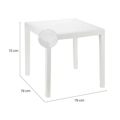 Tavoli Da Esterno|Outdoor > Dmora Tavolo da giardino 4 posti 79x79cm - Angelico Bianco