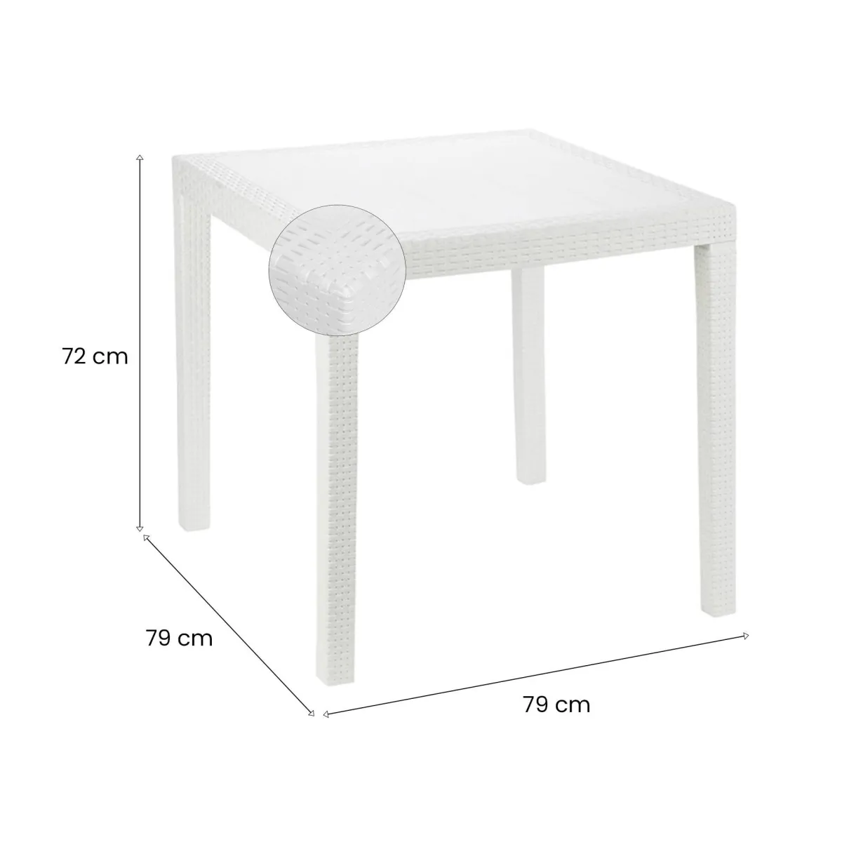 Tavoli Da Esterno|Outdoor > Dmora Tavolo da giardino 4 posti 79x79cm - Angelico Bianco