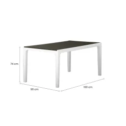 Tavolo da giardino 6 posti 160x90cm bianco e grigio scuro - Nanaimo