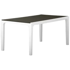 Tavolo da giardino 6 posti 160x90cm bianco e grigio scuro - Nanaimo