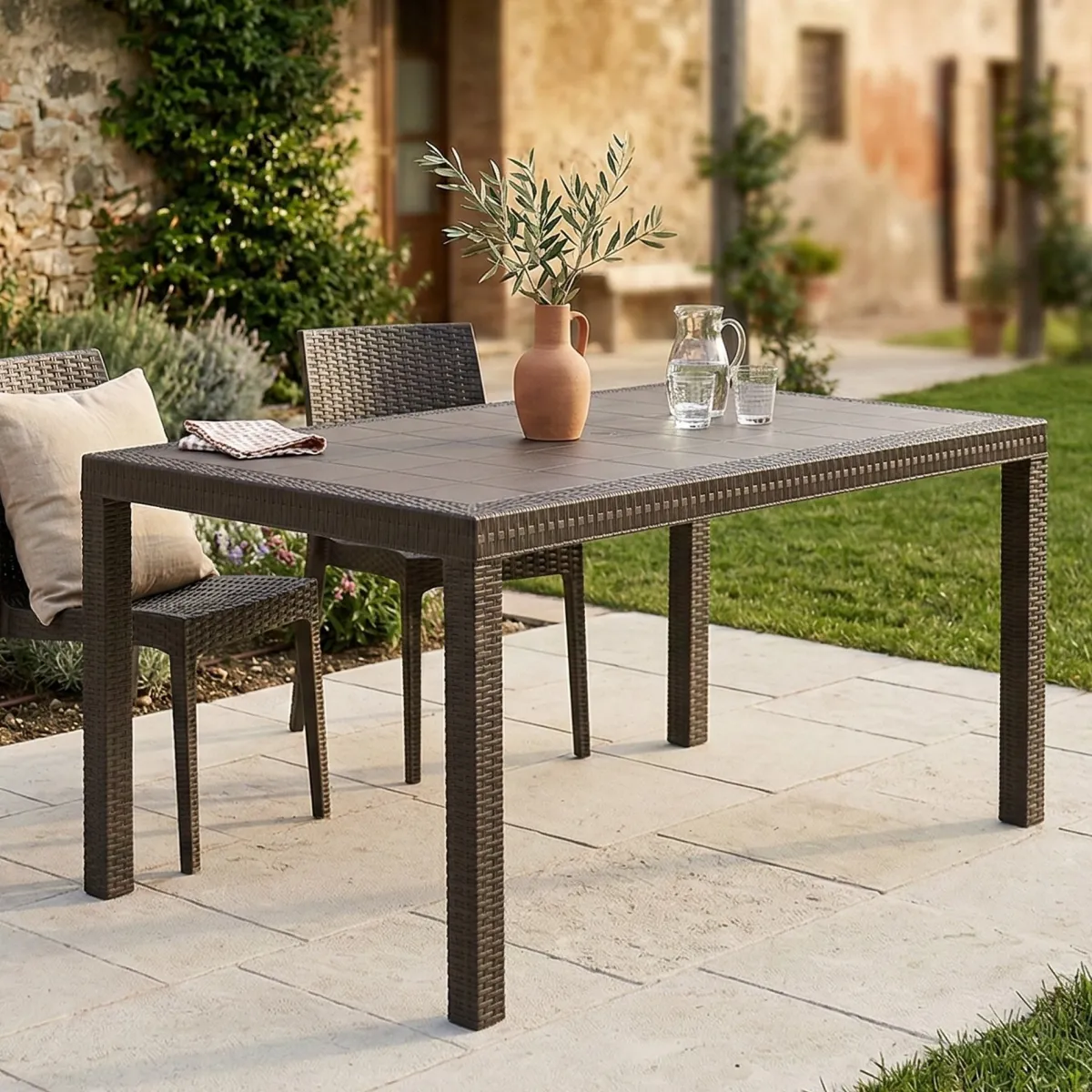 Tavoli Da Esterno|Outdoor > Dmora Tavolo da giardino 10 posti 150x90cm - Adila Marrone