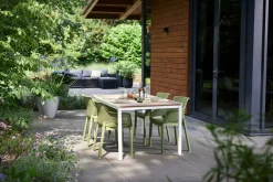 Tavoli Da Esterno > Dmora Tavolo da giardino 6 posti 159x95cm rovere e bianco - Sarnia Bianco, Marrone Rovere