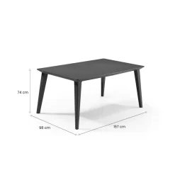 Tavolo da terrazza 6 posti 157x98cm antracite - Brockville