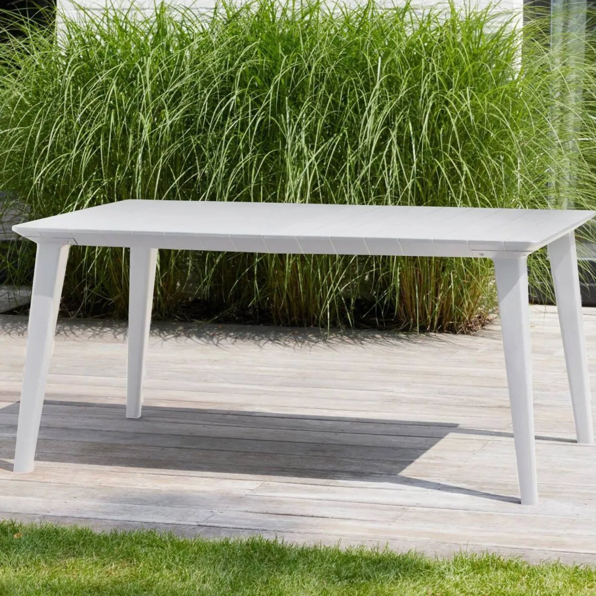 Tavoli Da Esterno > Dmora Tavolo da terrazza 6 posti 157x98cm - Brockville Bianco