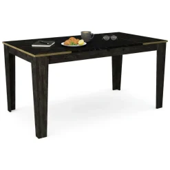 Tavolo elegante rettangolare 8 posti nero e oro 145x85cm - Asciano