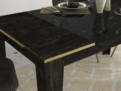 Tavolo elegante rettangolare 8 posti nero e oro 145x85cm - Asciano