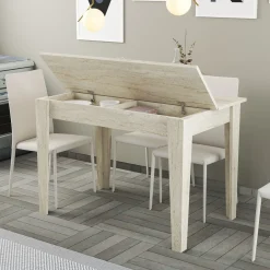 Tavolo Fisso Beige Marmo 6 Posti Forma Rettangolare 110x72x75h cm, Peso Supportato 120 kg - Zane