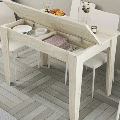 Tavolo Fisso Beige Marmo 6 Posti Forma Rettangolare 110x72x75h cm, Peso Supportato 120 kg - Zane