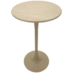 Tavoli Fissi > Dmora Tavolo Fisso 2 Posti Forma Rotondo 60x60x106h cm, Sfumatura Colore Struttura Crema - Leh Bianco Crema
