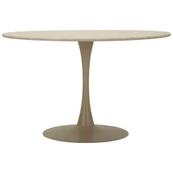 Tavolo Fisso Bianco Crema 4 Posti Forma Rotondo 120x120x86h cm, Sfumatura Colore Struttura Crema - Ceduna