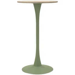 Tavoli Fissi > Dmora Tavolo Fisso Bianco Crema Verde 2 Posti Forma Rotondo 60x60x106h cm, Sfumatura Colore Struttura Crema - Leh Verde, Bianco Crema