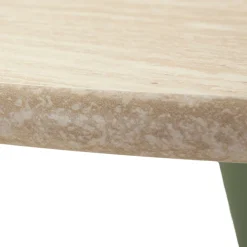Tavoli Fissi > Dmora Tavolo Fisso Bianco Crema Verde 2 Posti Forma Rotondo 60x60x106h cm, Sfumatura Colore Struttura Crema - Leh Verde, Bianco Crema