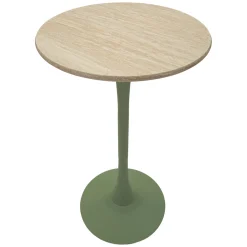 Tavoli Fissi > Dmora Tavolo Fisso Bianco Crema Verde 2 Posti Forma Rotondo 60x60x106h cm, Sfumatura Colore Struttura Crema - Leh Verde, Bianco Crema