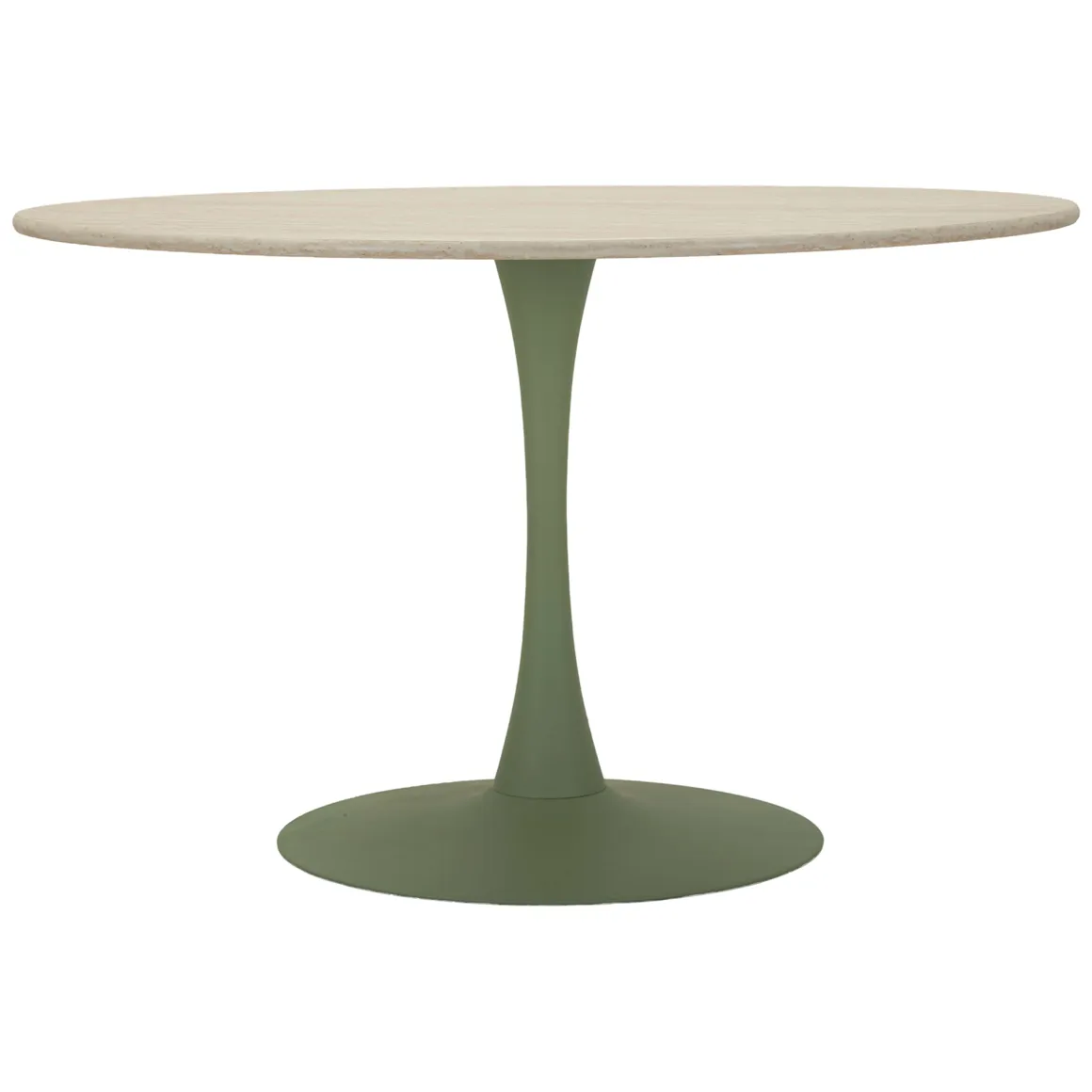 Tavolo Fisso Bianco Crema Verde 4 Posti Forma Rotondo 120x120x76h cm, Sfumatura Colore Struttura Crema - Coober