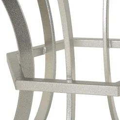 Tavoli Fissi > Dmora Tavolo Fisso Bianco Marmo Argento 2 Posti Piano Effetto Marmo 100x100x77h cm, Forma Rotondo - Otmar Argento, Bianco Marmo