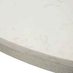 Tavoli Fissi > Dmora Tavolo Fisso Bianco Marmo Argento 2 Posti Piano Effetto Marmo 100x100x77h cm, Forma Rotondo - Otmar Argento, Bianco Marmo