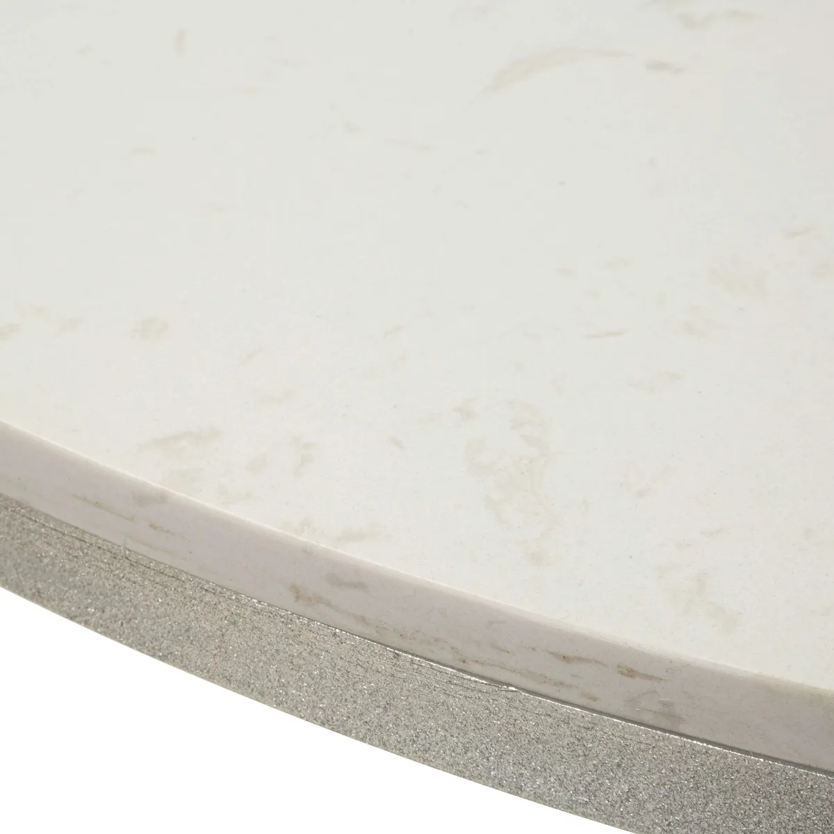 Tavoli Fissi > Dmora Tavolo Fisso Bianco Marmo Argento 2 Posti Piano Effetto Marmo 100x100x77h cm, Forma Rotondo - Otmar Argento, Bianco Marmo