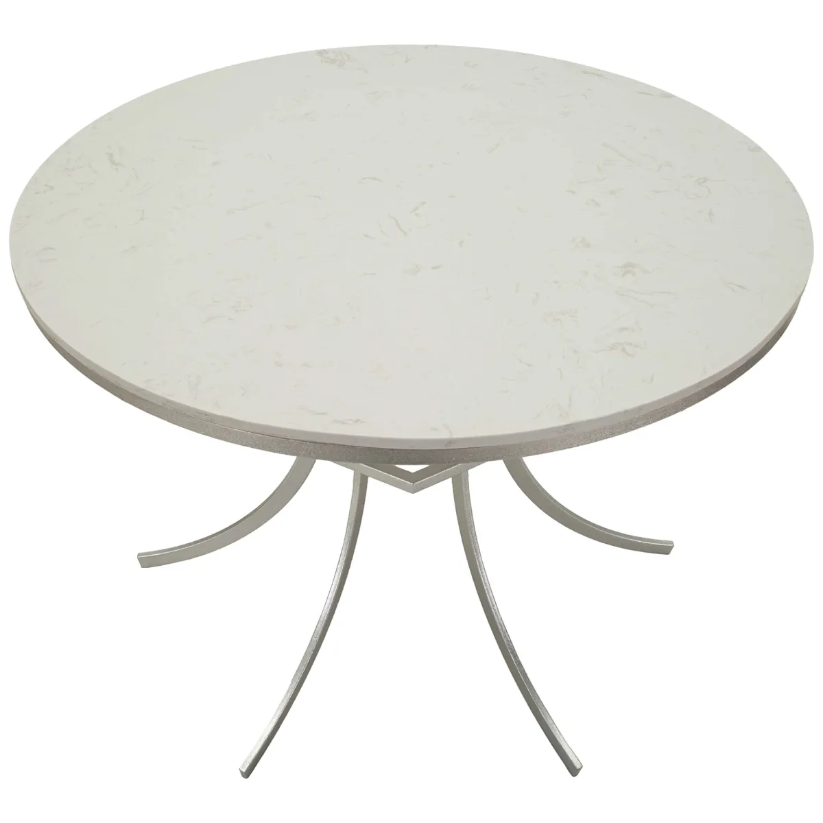 Tavoli Fissi > Dmora Tavolo Fisso Bianco Marmo Argento 2 Posti Piano Effetto Marmo 100x100x77h cm, Forma Rotondo - Otmar Argento, Bianco Marmo