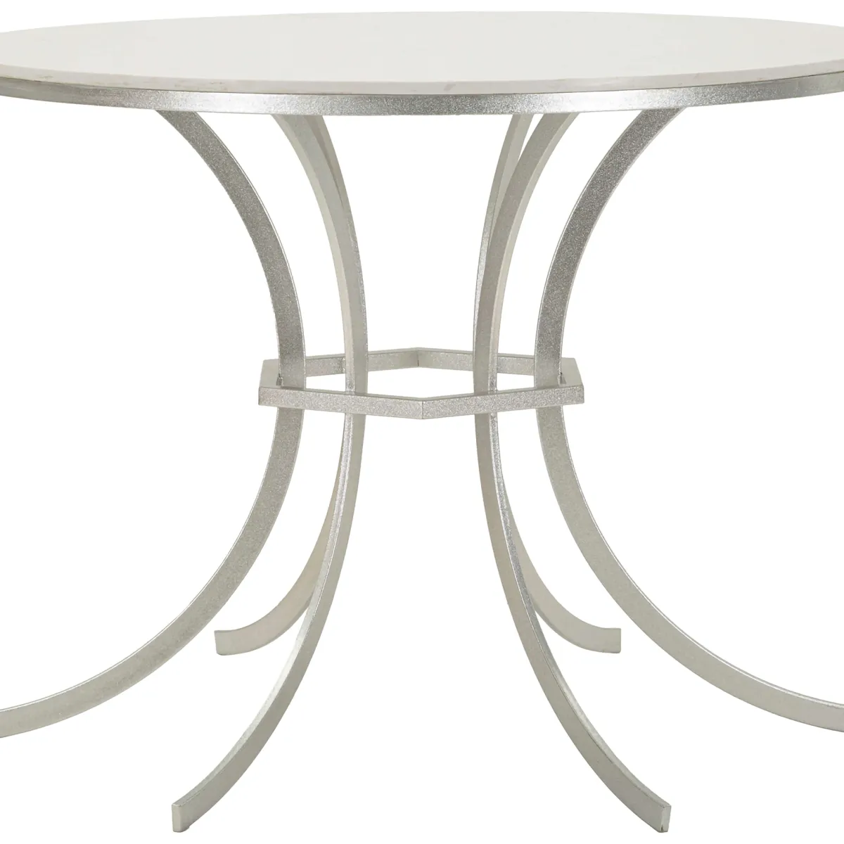 Tavoli Fissi > Dmora Tavolo Fisso Bianco Marmo Argento 2 Posti Piano Effetto Marmo 100x100x77h cm, Forma Rotondo - Otmar Argento, Bianco Marmo