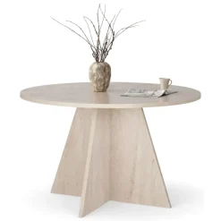 Tavoli Fissi > Dmora Tavolo Fisso 4 Posti Forma Rotondo 120x120x75h cm, Peso Supportato 60 kg - Racale Bianco Marmo