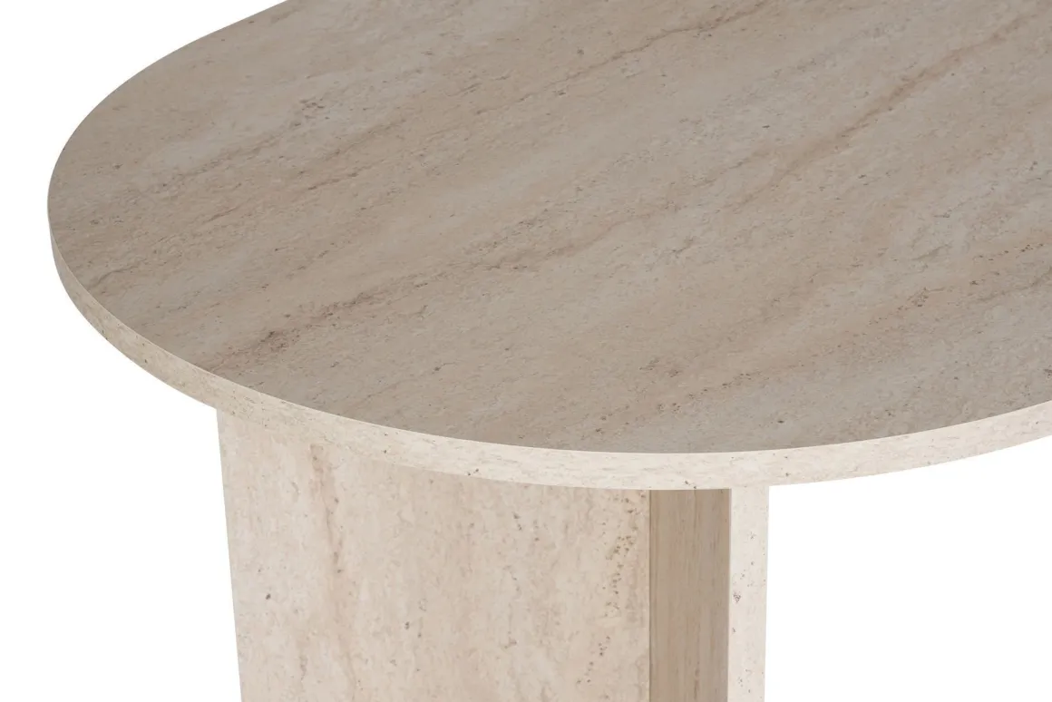 Tavolo Fisso Bianco Marmo 6 Posti Forma Ovale 180x89.5x75h cm, Peso Supportato 70 kg - Monterano