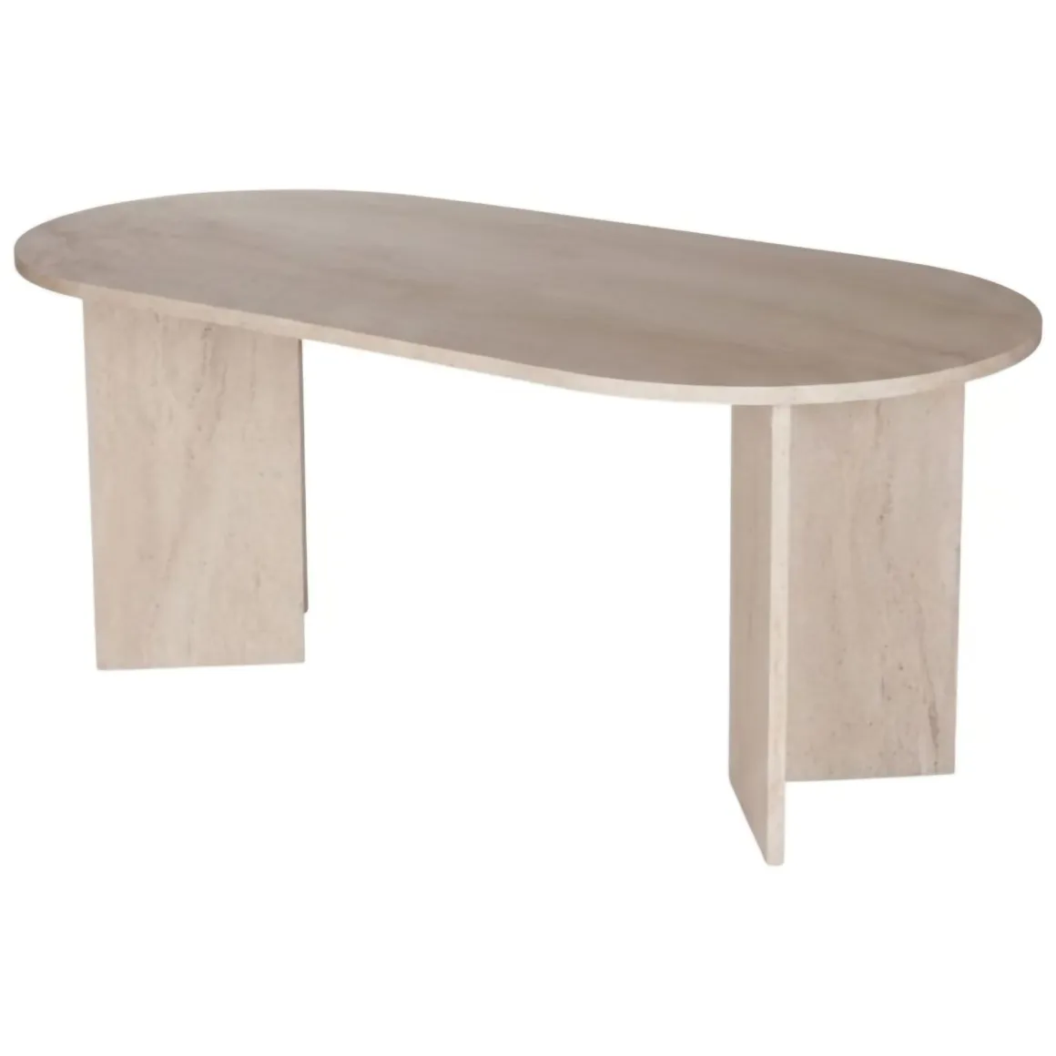 Tavolo Fisso Bianco Marmo 6 Posti Forma Ovale 180x89.5x75h cm, Peso Supportato 70 kg - Monterano