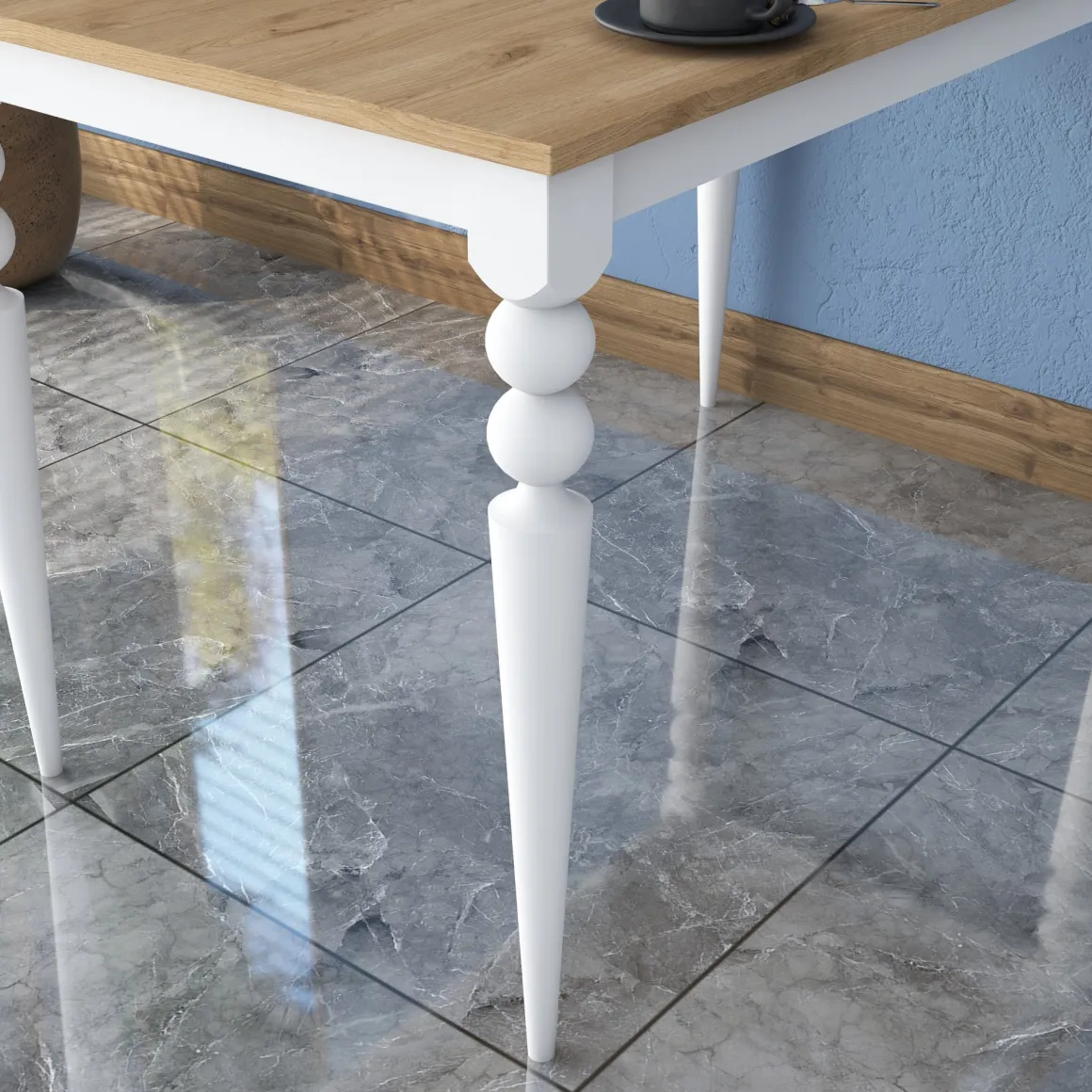 Tavolo Fisso Bianco Marrone Rovere 6 Posti Forma Rettangolare 120x70x74h cm, Peso Supportato 120 kg - Cingoli