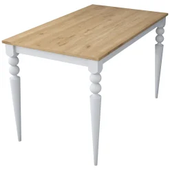 Tavolo Fisso Bianco Marrone Rovere 6 Posti Forma Rettangolare 120x70x74h cm, Peso Supportato 120 kg - Cingoli