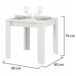 Tavoli Fissi > Dmora Tavolo Fisso 4 Posti Ripiano Effetto Dogato 80x80x76h cm, Forma Quadrato - Trosa Bianco Opaco