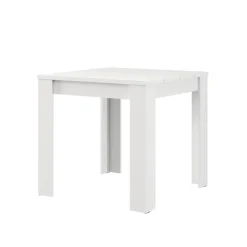 Tavoli Fissi > Dmora Tavolo Fisso 4 Posti Ripiano Effetto Dogato 80x80x76h cm, Forma Quadrato - Trosa Bianco Opaco