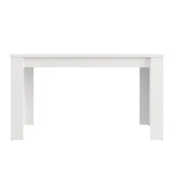 Tavolo Fisso Bianco Opaco 6 Posti Ripiano Effetto Dogato 135x80x76h cm, Forma Rettangolare - Sort