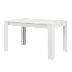 Tavolo Fisso Bianco Opaco 6 Posti Ripiano Effetto Dogato 135x80x76h cm, Forma Rettangolare - Sort