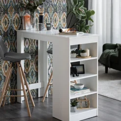 Tavoli Fissi > Dmora Tavolo Fisso 2 Posti Forma Rettangolare 120x50x105h cm, Materiale Piano in Legno Nobilitato - Sedriano Bianco