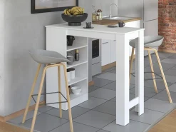 Tavoli Fissi > Dmora Tavolo Fisso 2 Posti Forma Rettangolare 120x50x105h cm, Materiale Piano in Legno Nobilitato - Sedriano Bianco